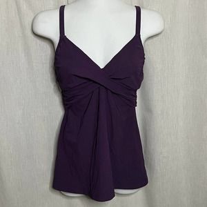 Land’s End Women's Purple Twist Front Lined & Lightly Padded Tankini Top Sz 2